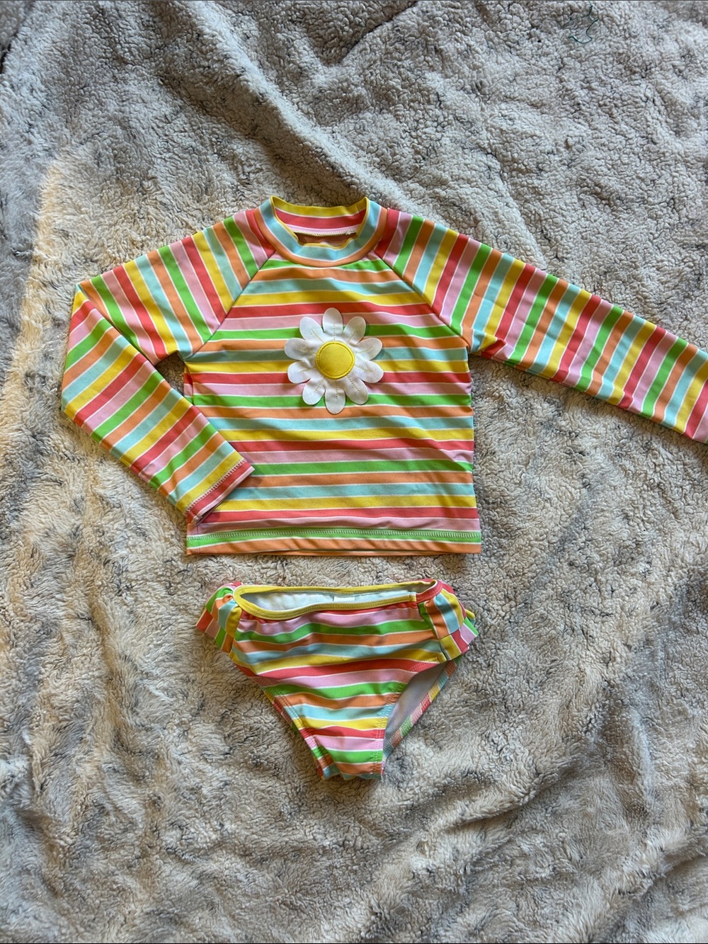 Kids Striped Daisy Swim Set - Multicolor 4T
